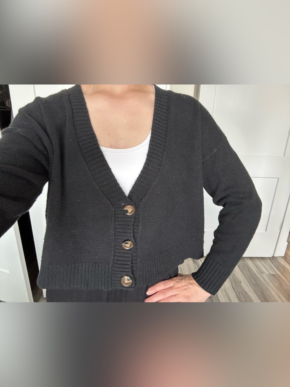 Women’s Wild Fable Slouchy Black Button Cardigan Sweater